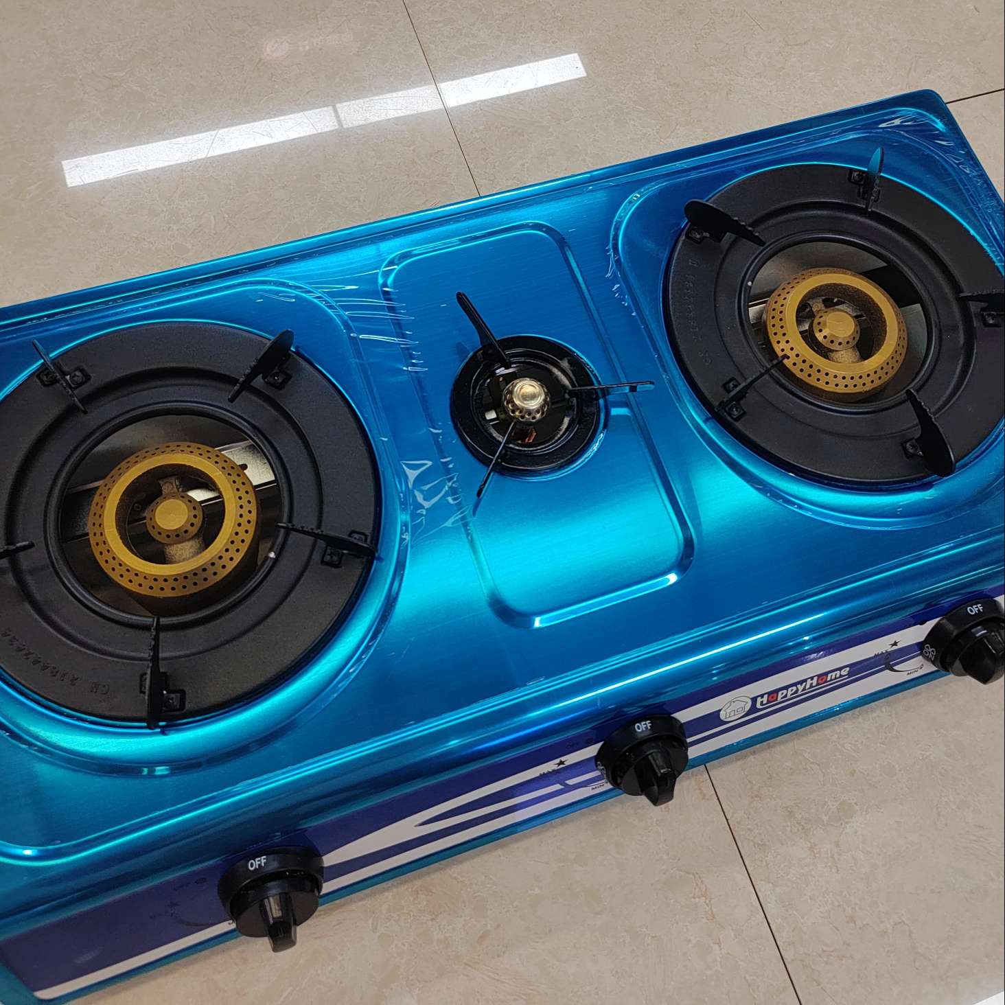 Export three-eye old-fashioned and old-style stove, household gas stove accessories, gas stove accessories, single-tube fierce stove head, golden gas stove Specification image