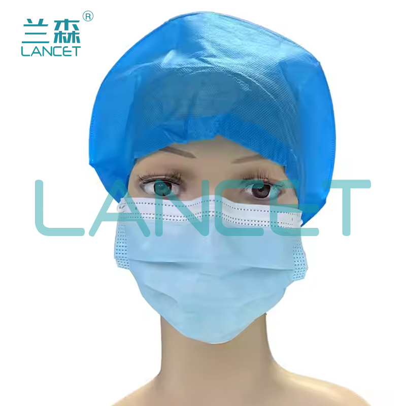 无纺布帽护士帽SMS加厚蓝色一次性护士帽机制帽Doctor Cap