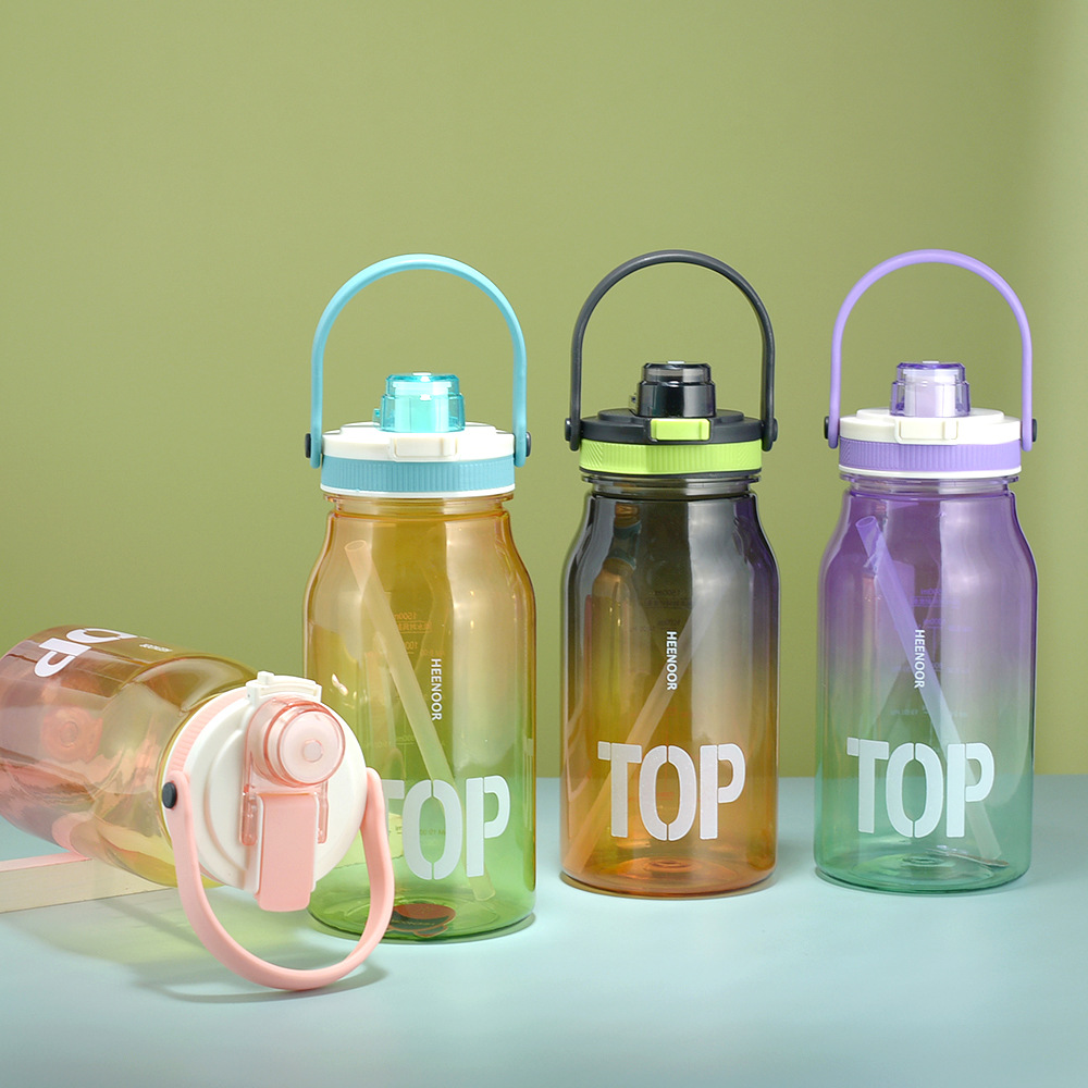 X158-8522 New Sports Large-Capacity Dual-Color Gradient Portable Scale Outdoor Plastic Cup, 1500Ml