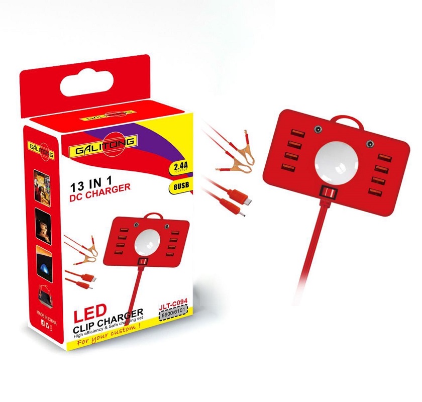 Clip charger, battery clip charger, USB clip charger, one tray, two clips charging details Picture