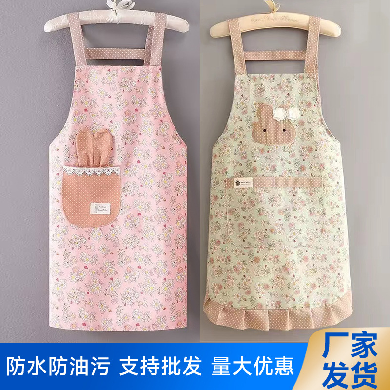 碎花裙围裙棉布肩带围裙厨房家用做饭碎花围裙防油污透气围腰批发详情4