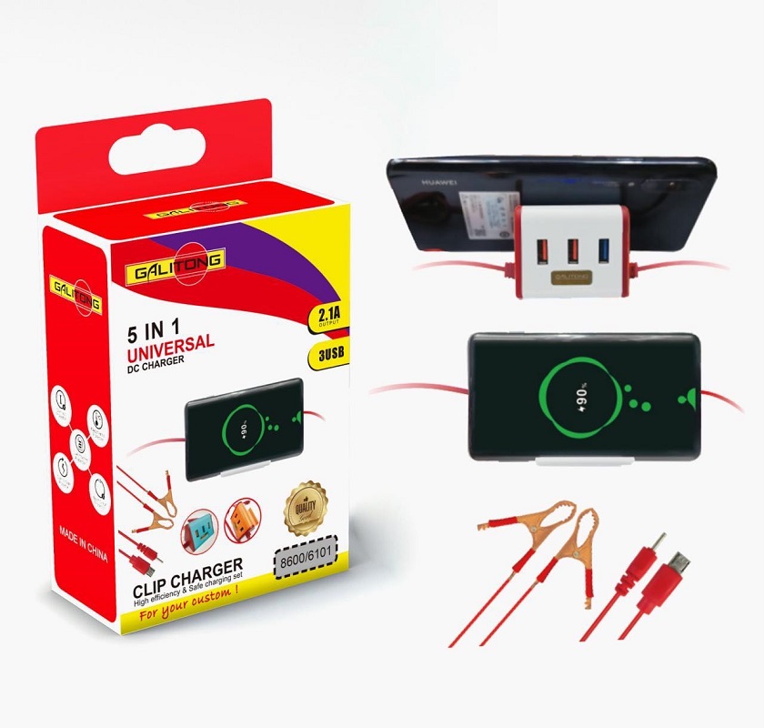 USB clip charger: One tray, two clips, USB charger details Picture