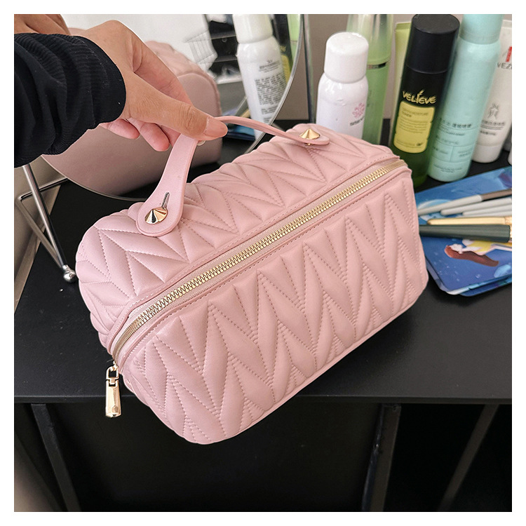 跨境化妆包高颜值大容量时尚旅行洗漱包热卖新款纯色化妆品收纳包 产品图