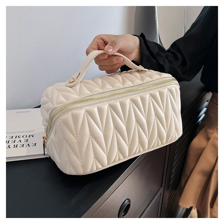 跨境化妆包高颜值大容量时尚旅行洗漱包热卖新款纯色化妆品收纳包 详情图5