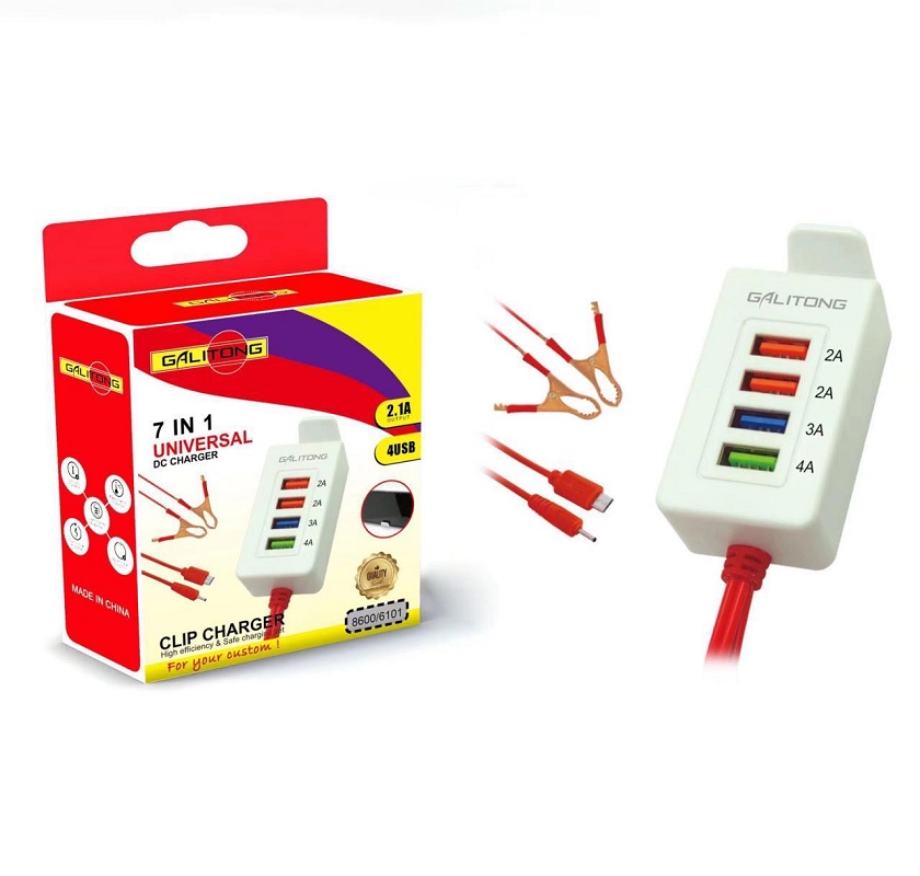 USB clip charger, one tray, two clips, USB charger, battery clip charger Specification drawing