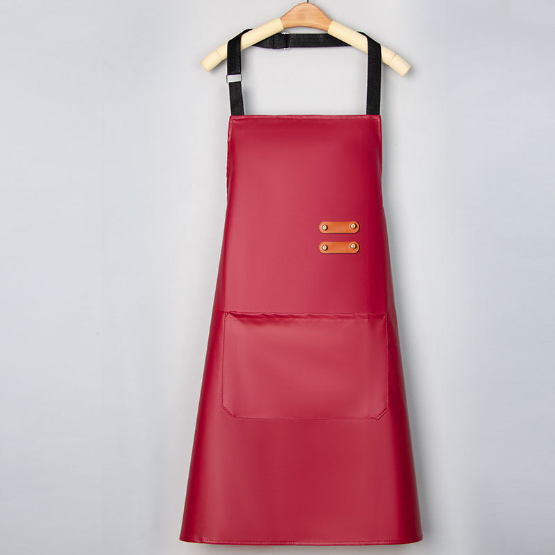新款皮革围裙女家用防水防油耐脏工作服厨房餐饮饭店围腰劳保围裙详情3