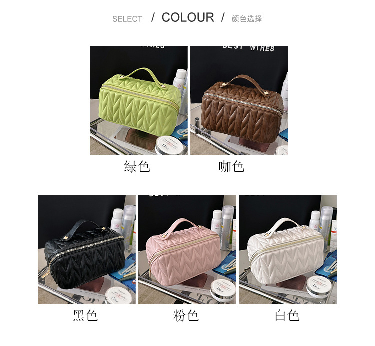 跨境化妆包高颜值大容量时尚旅行洗漱包热卖新款纯色化妆品收纳包 详情图1