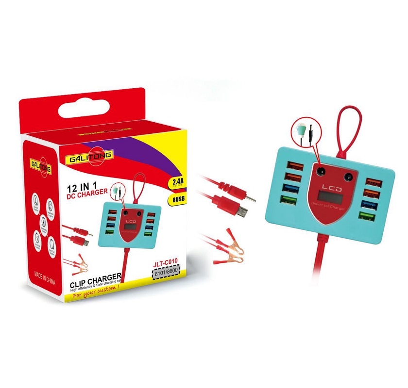 USB port clip charger, one tray, two clips charger, USB charger, battery clip charger Item Picture