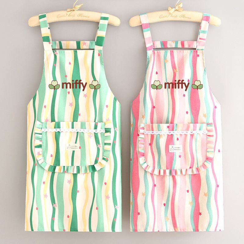  新款帆布耐磨围裙厨房家用韩版防污围腰女成人餐饮上班工作服