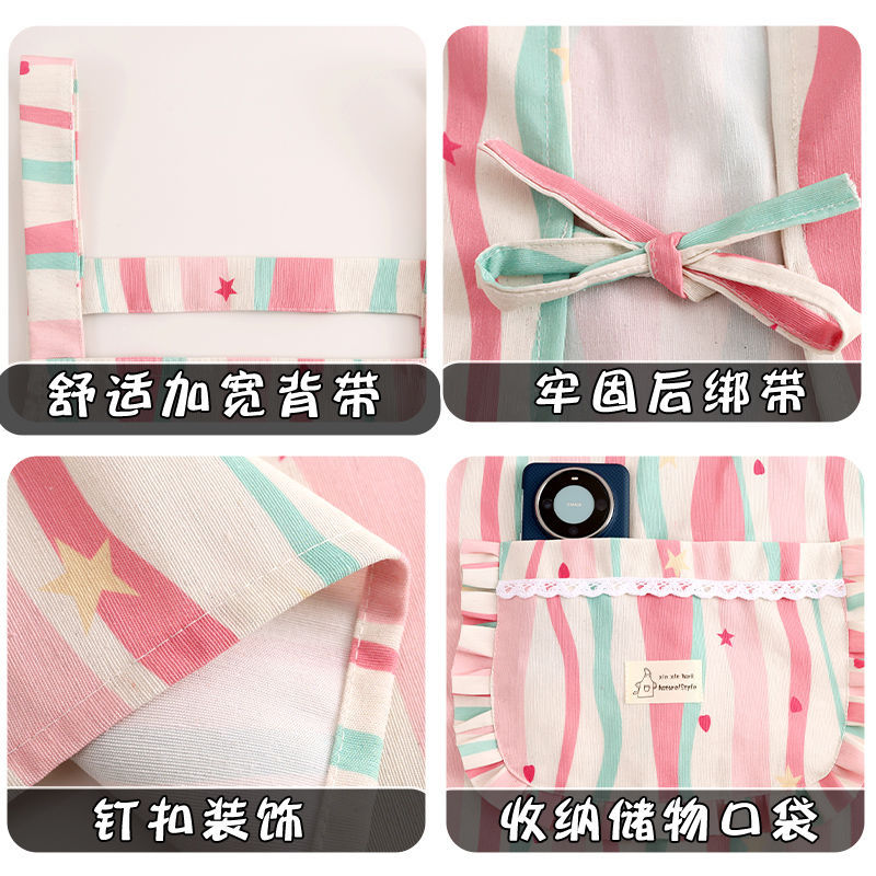 New canvas wear-resistant apron for kitchen use, Korean-style stain-resistant waistband, female adult catering work uniform pic 5