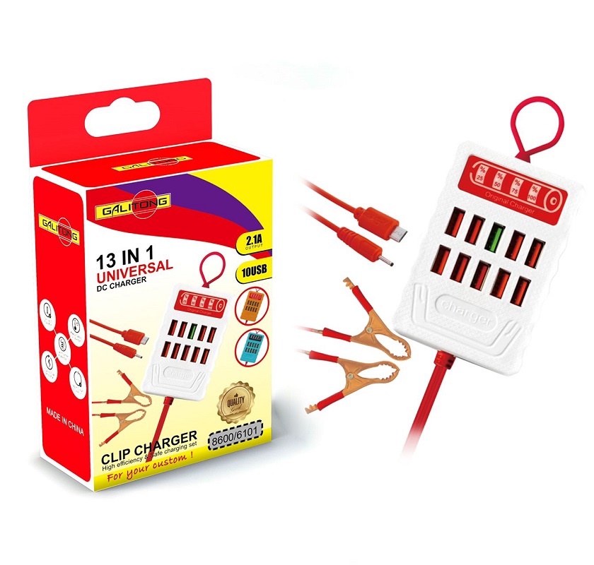 USB clip charger, battery clip charger, USB port clip charger, one-to-five Specification drawing