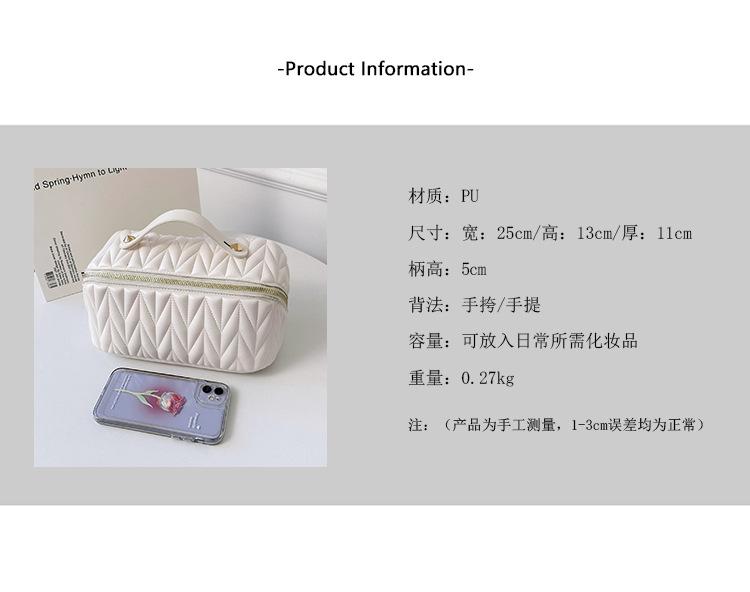 跨境化妆包高颜值大容量时尚旅行洗漱包热卖新款纯色化妆品收纳包 详情图10