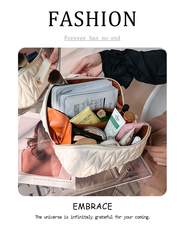 跨境化妆包高颜值大容量时尚旅行洗漱包热卖新款纯色化妆品收纳包 详情图6