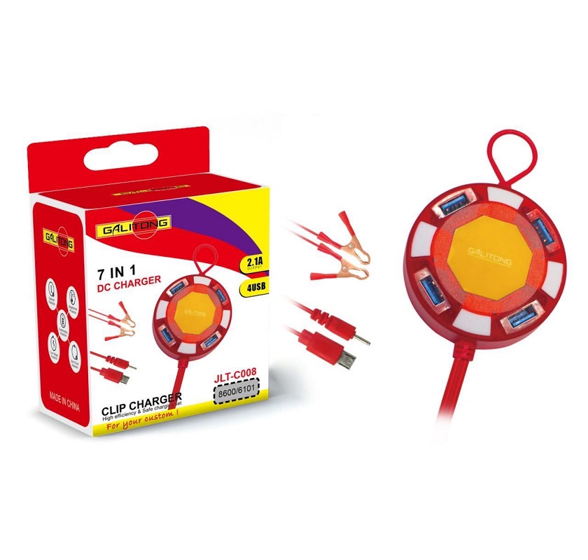 USB clip charger, one tray, two clips, USB charger, battery clip charger Item Picture
