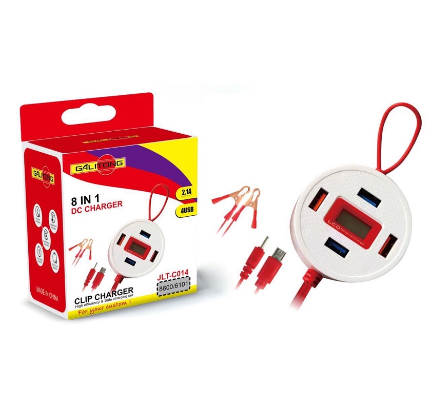USB port clip charger, one tray, two clips charger, USB charger, battery clip charger Application Scenario