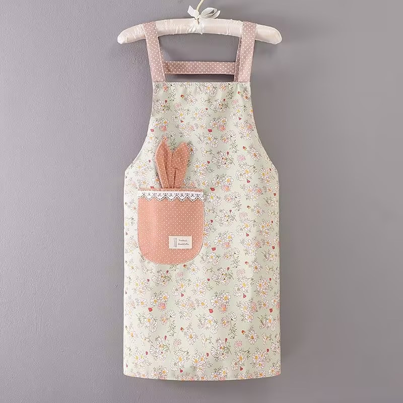 碎花裙围裙棉布肩带围裙厨房家用做饭碎花围裙防油污透气围腰批发详情6