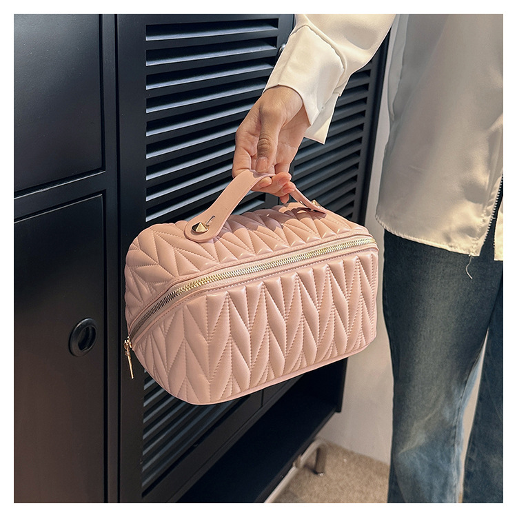 跨境化妆包高颜值大容量时尚旅行洗漱包热卖新款纯色化妆品收纳包 详情图4