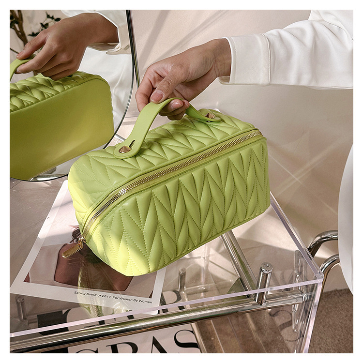 跨境化妆包高颜值大容量时尚旅行洗漱包热卖新款纯色化妆品收纳包 详情图2