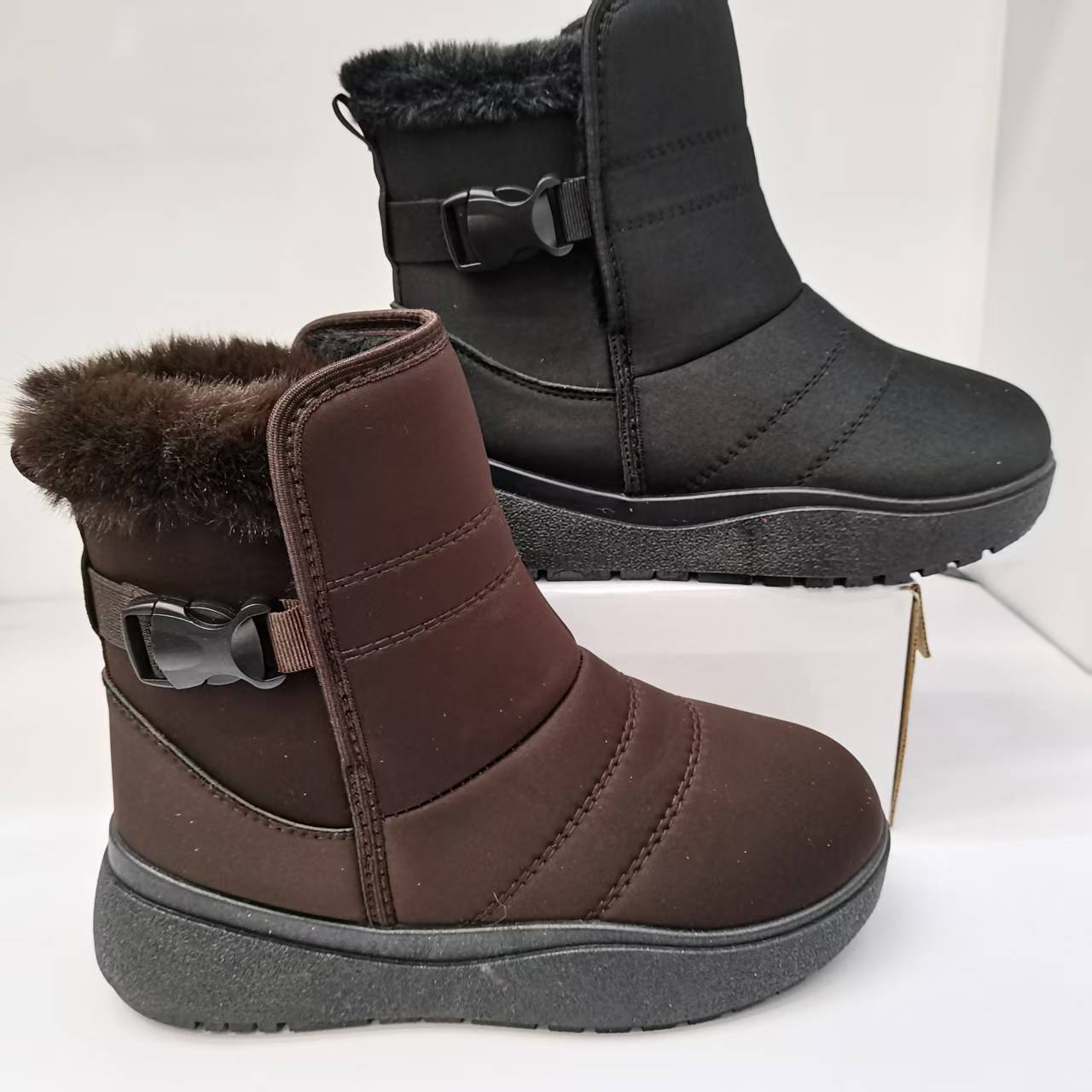 雪地靴女式大棉带扣舒适保暖防水2024冬季新款snow  boots