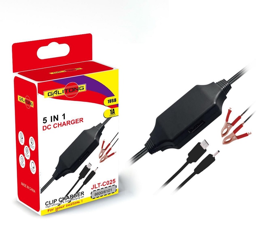 USB clip charger: One tray, two clips, USB charger Specification drawing