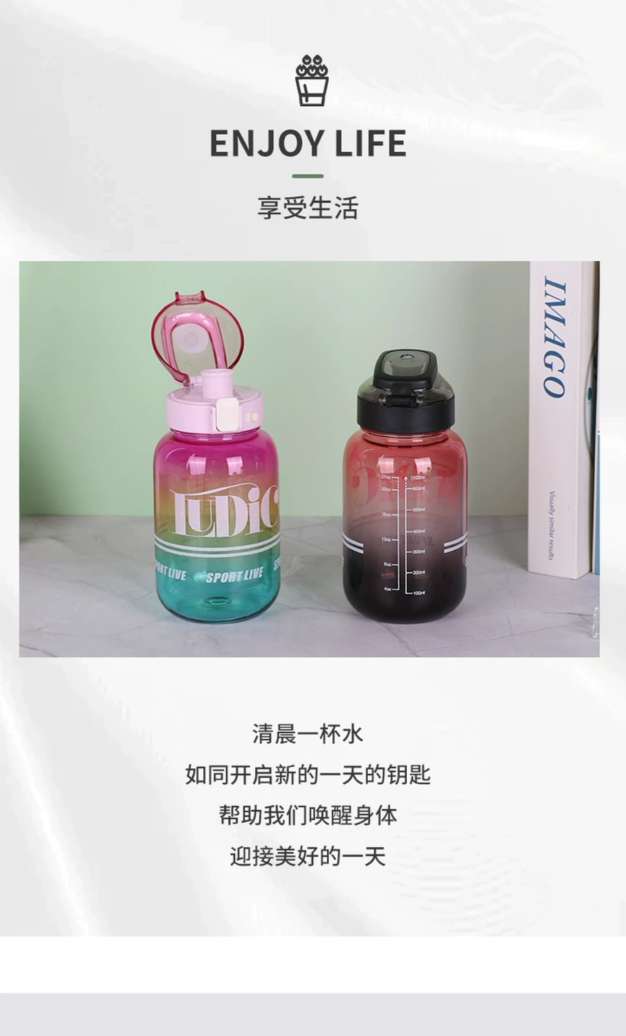 X158-8179 New outdoor sports water bottle for men and women: Convenient, large-capacity, fashionable and heat-resistant plastic direct drinking cup detail image 3