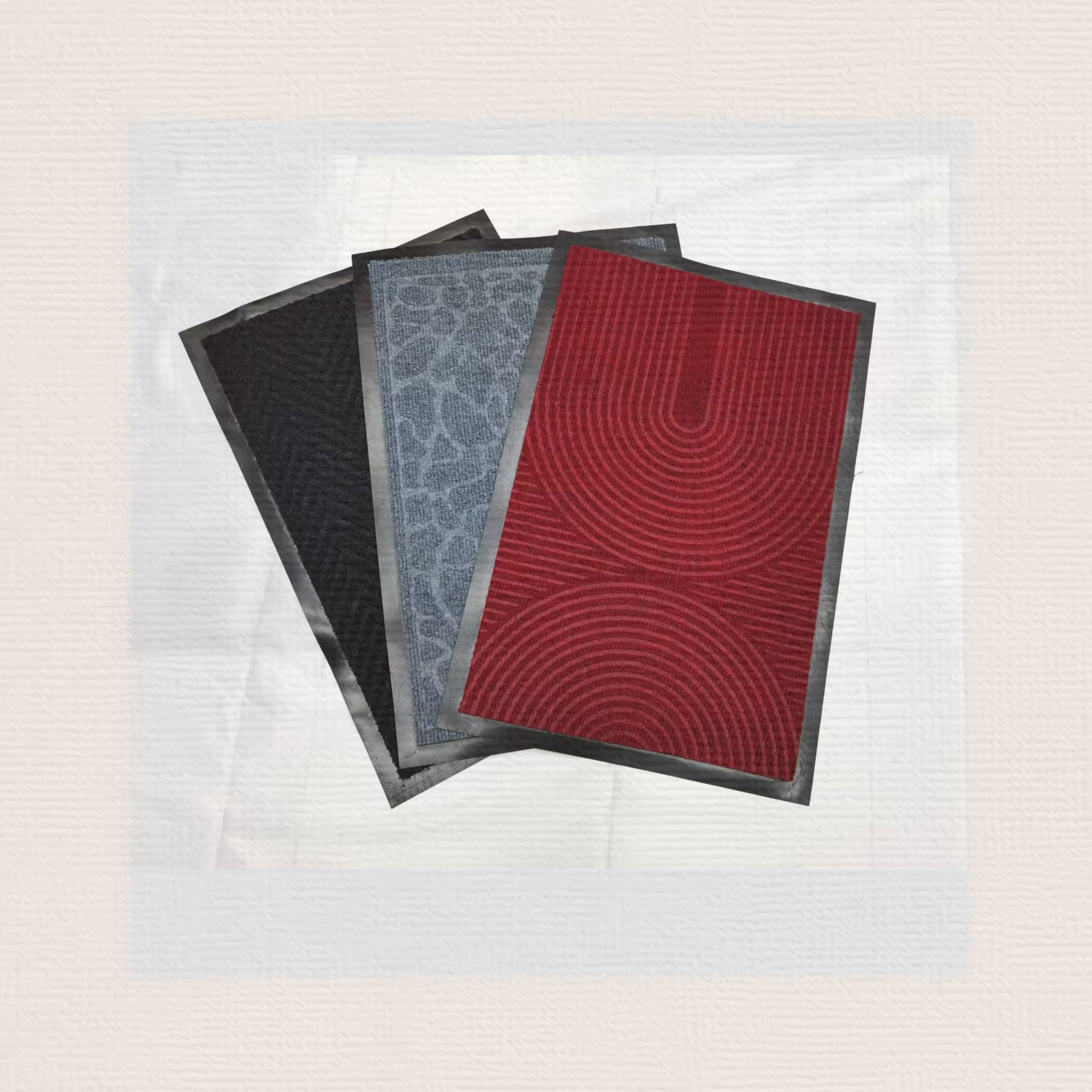 PVC single-stripe embossed floor MATS, carpet door MATS, foot MATS, water-absorbing and anti-slip MATS, bathroom MATS, kitchen MATS, polyester floor MATS come in multiple patterns, mixed styles and colors, and available in various sizes of 40*60CM details Picture