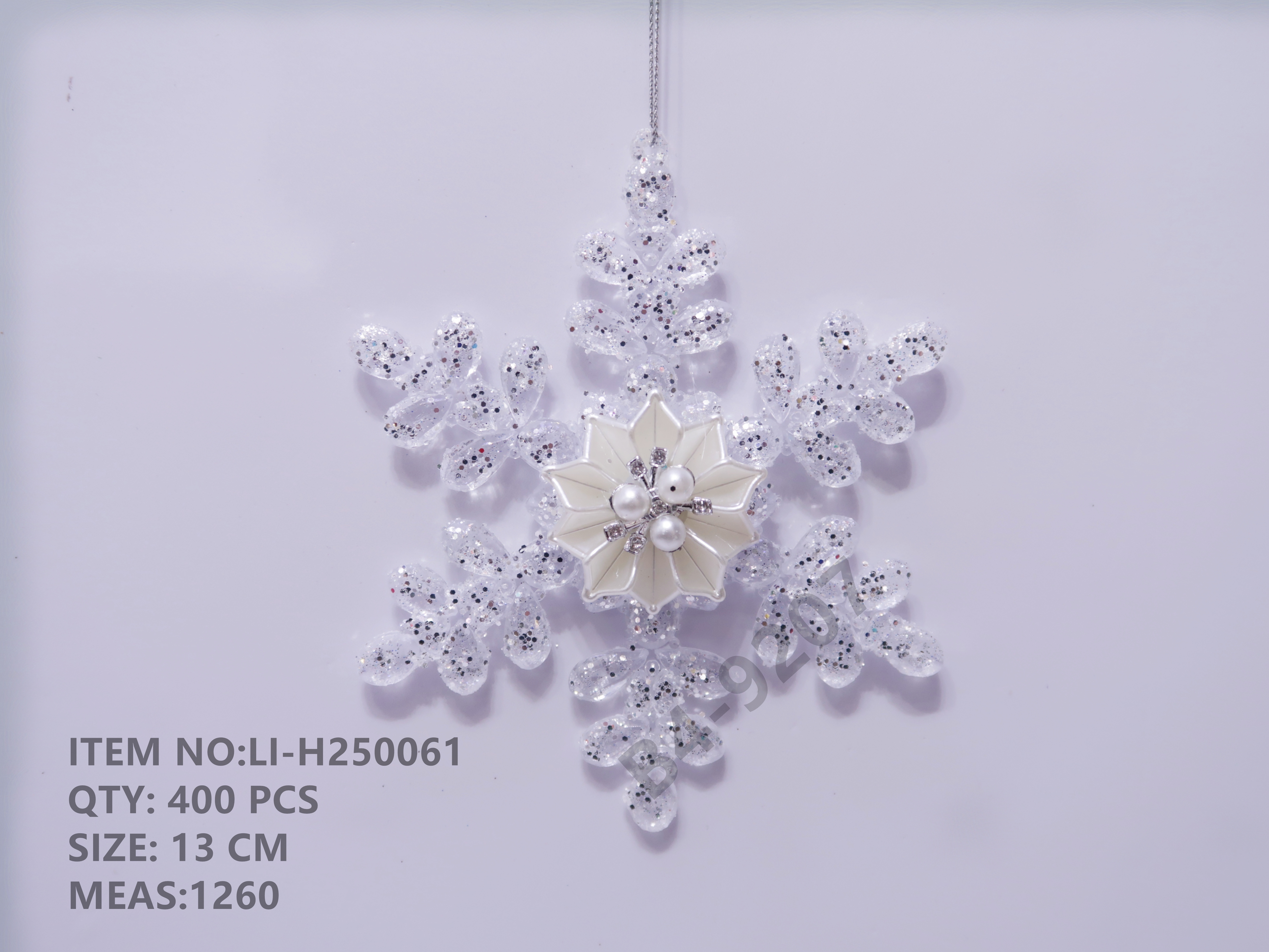 13CM Christmas powder-sprinkled plastic snowflake pendant decoration Specification image