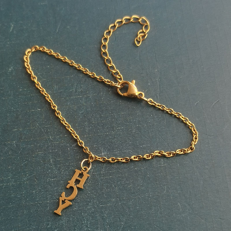 Star Huachen Yu HCY name abbreviation letters Stainless steel titanium steel DIY jewelry accessories Flower Flower bracelet pendant Item Picture