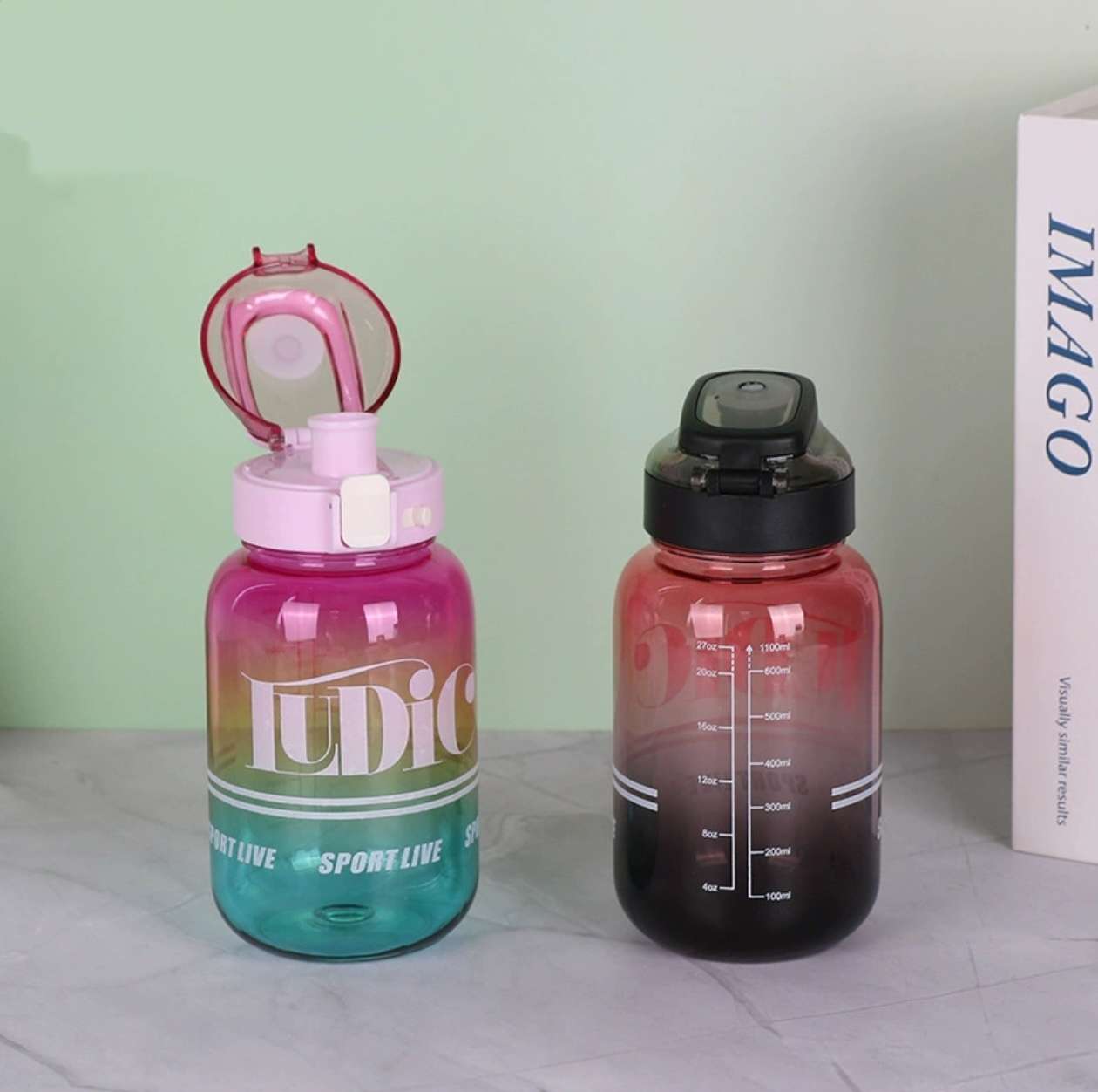 X158-8179 New outdoor sports water bottle for men and women: Convenient, large-capacity, fashionable and heat-resistant plastic direct drinking cup details Picture