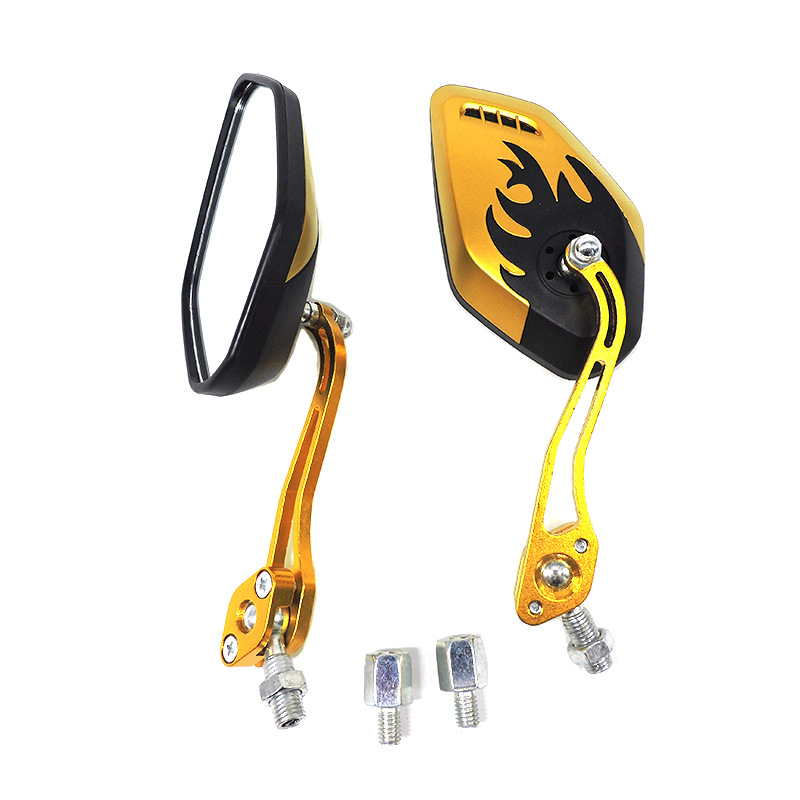 Motorcycle electric car general accessories Personality flame pattern aluminum alloy general reflector Rearview mirror reverse mirror Application Scenario