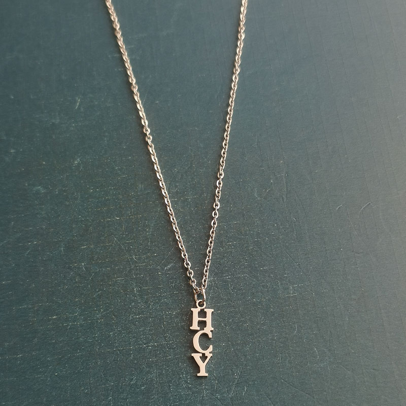 Star Huachen Yu HCY name abbreviation letters Stainless steel titanium steel DIY jewelry accessories Flower Flower bracelet pendant detail image 3