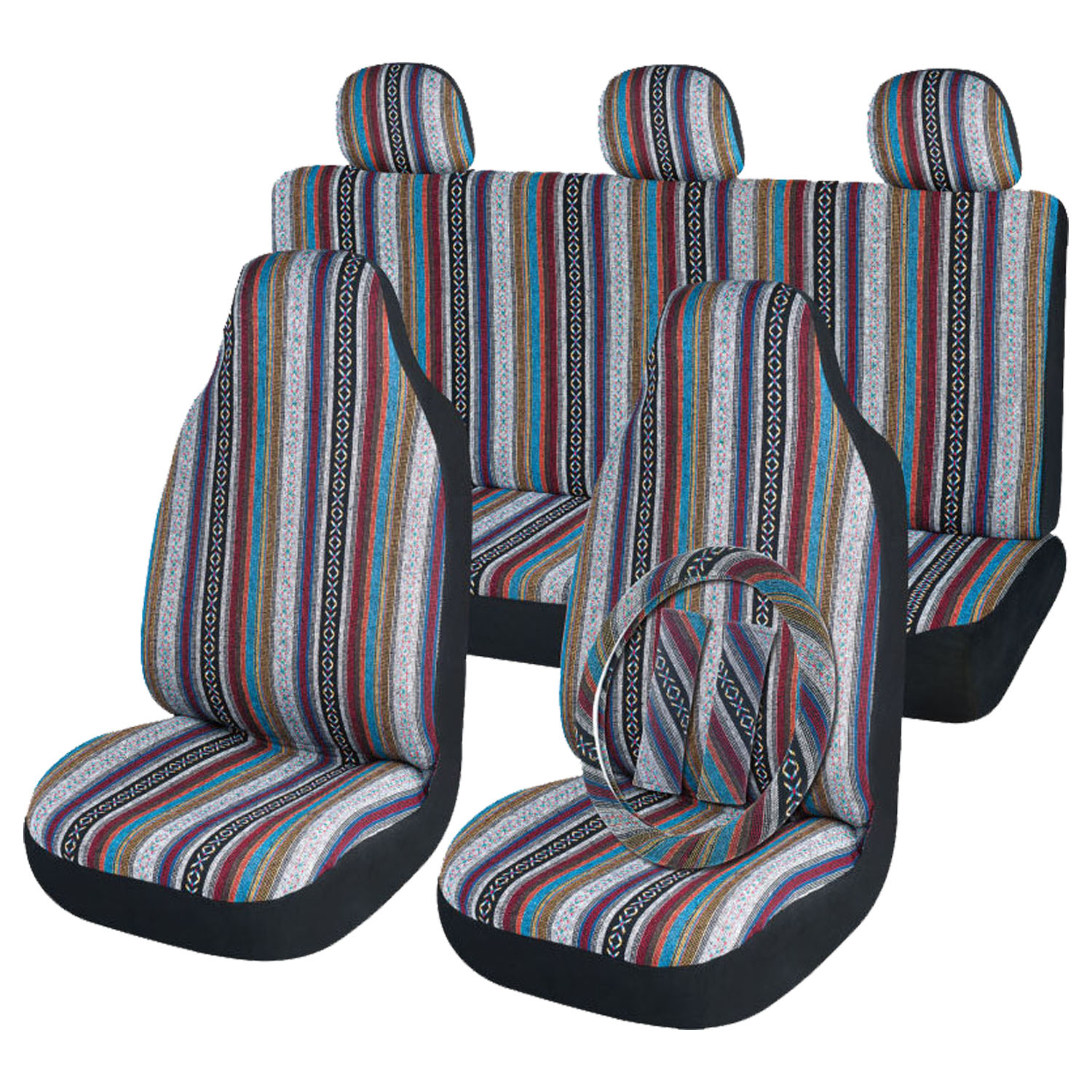 义乌好货 工厂批发汽车四季坐垫 座套 五座通用全包座套 出口欧洲条纹座套 波西米亚风