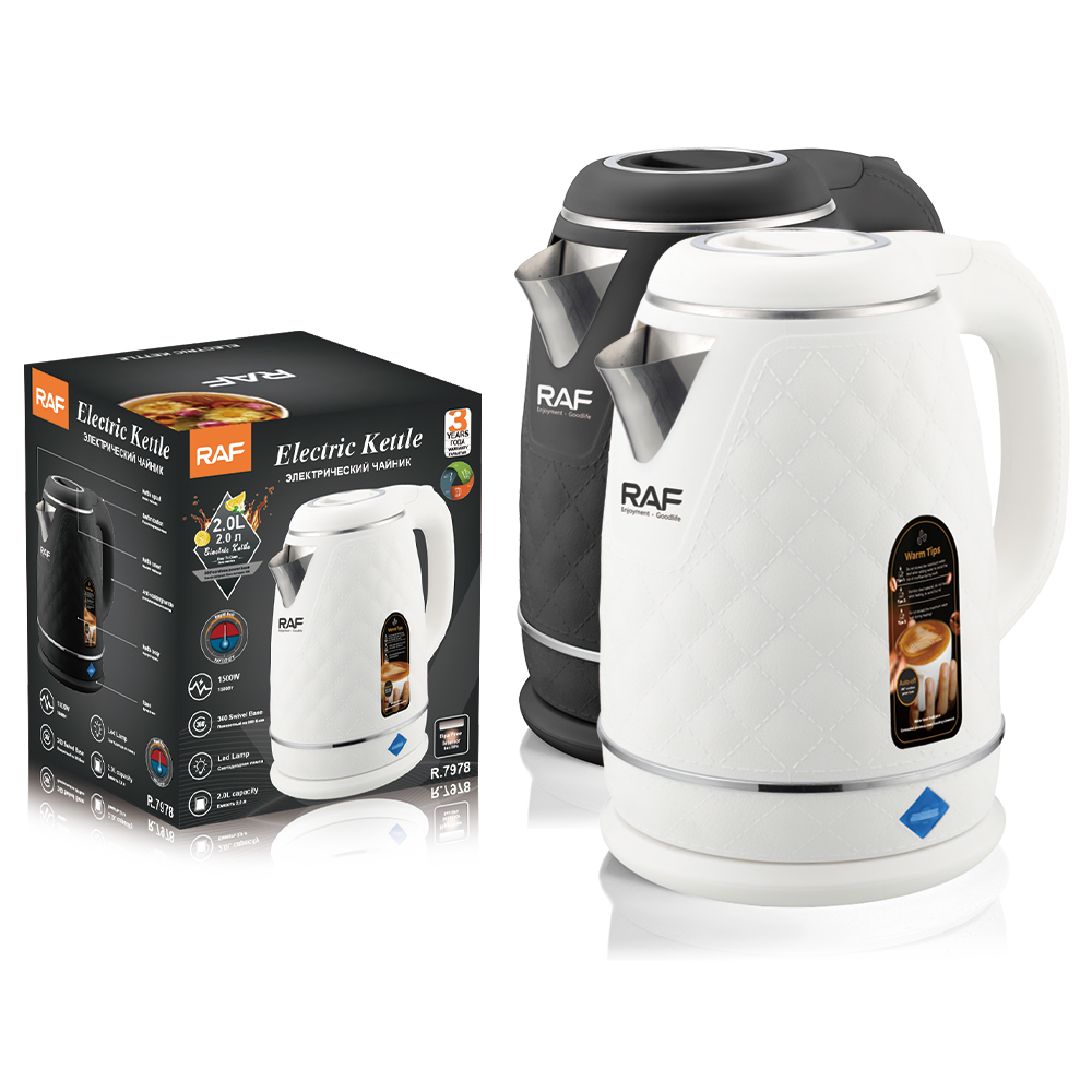 RAF European standard 2L electric kettle, household large-capacity electric kettle, insulated boiling kettle, grid pattern details Picture