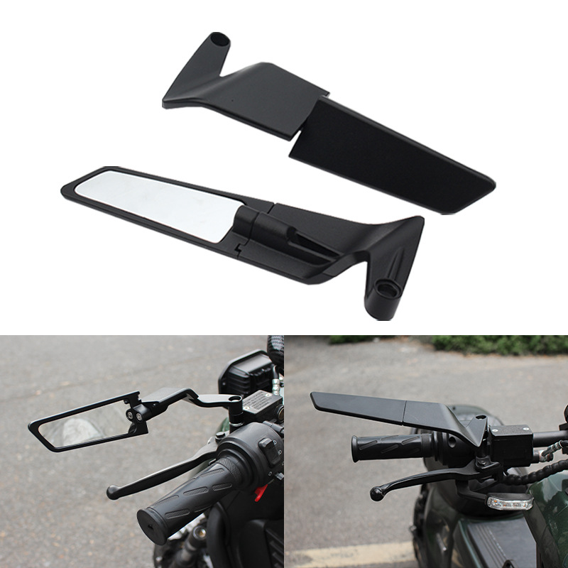 Factory direct sales of motorcycle rearview mirrors, electric vehicle universal, personalized fixed-wing rearview mirrors, aluminum alloy street racing imitation new style details Picture