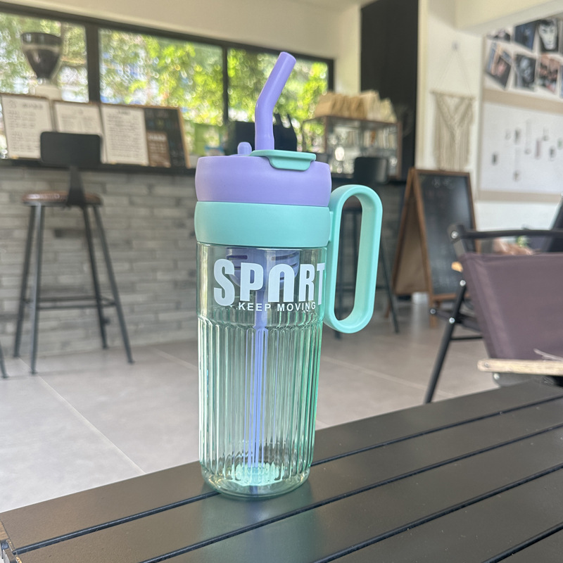 X152-XBD-8041 Summer water cup for Girls, high appearance level Office coffee cup, double-handle, new large-capacity student straw cup details Picture