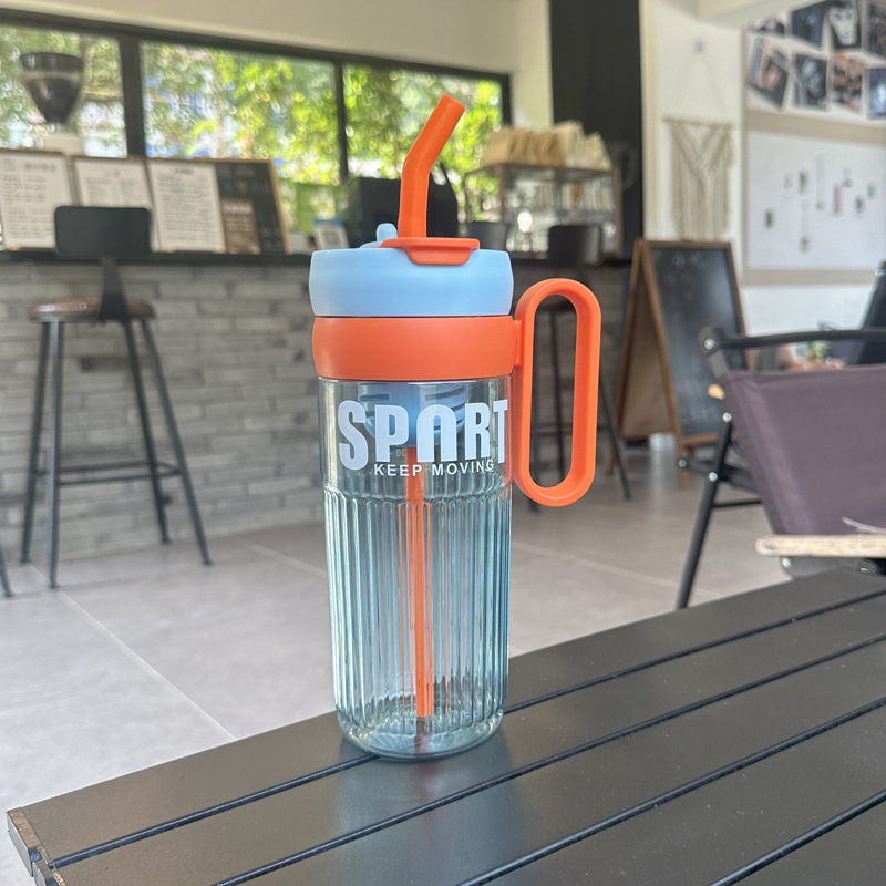 X152-XBD-8041 Summer water cup for Girls, high appearance level Office coffee cup, double-handle, new large-capacity student straw cup detail image 3