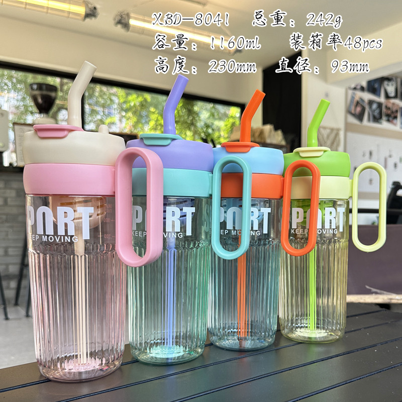 X152-XBD-8041 Summer water cup for Girls, high appearance level Office coffee cup, double-handle, new large-capacity student straw cup