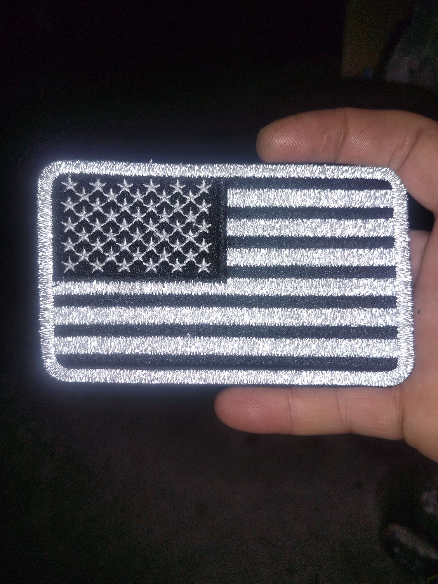 刺绣国旗美国反光高亮度蓄光国旗电脑绣花魔术贴可撕7*12CM绣花标商标织唛织唛布标皮标详情图8