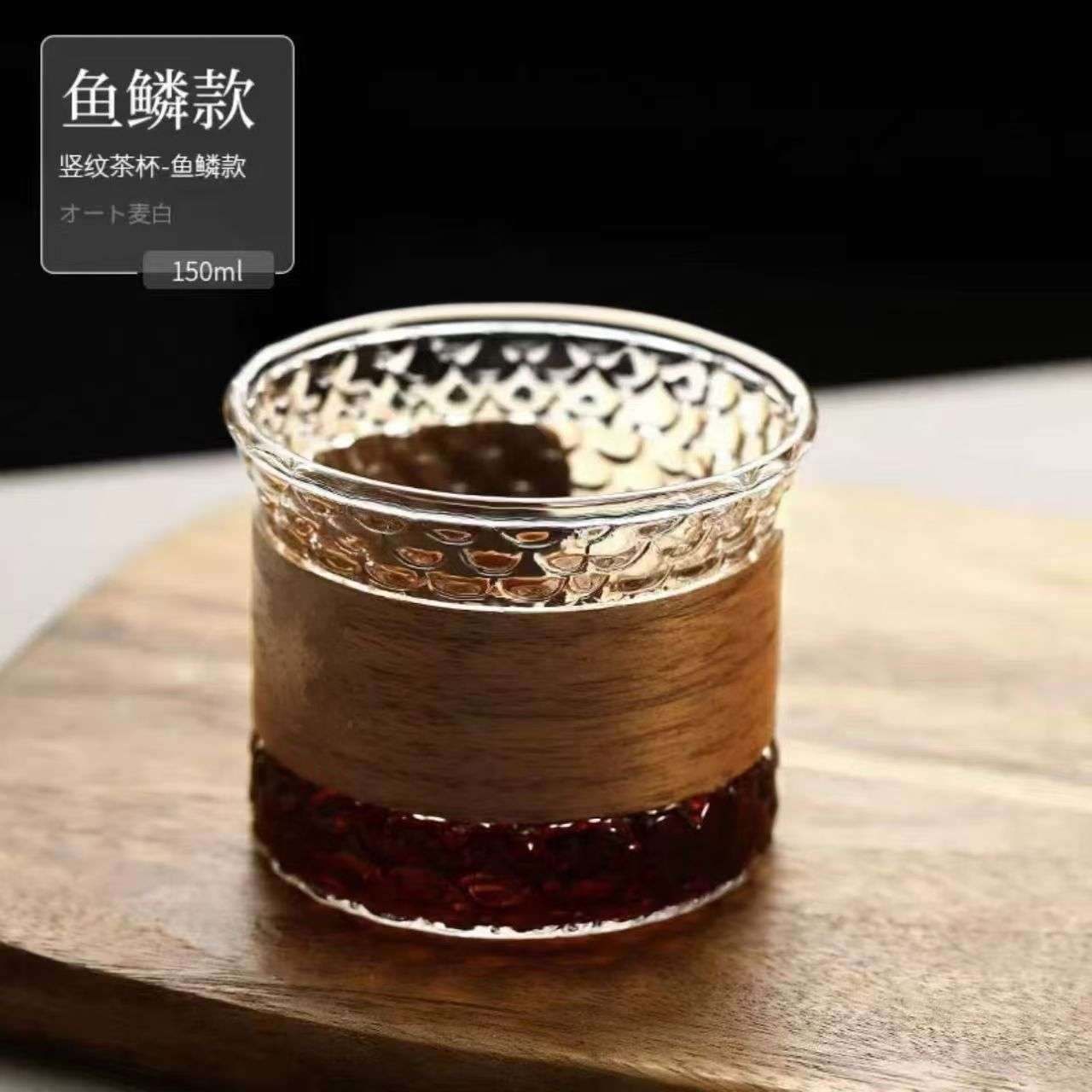 日式耐热玻璃品茗杯隔热高硼硅主人杯家用锤纹防烫玻璃茶杯咖啡杯详情图4