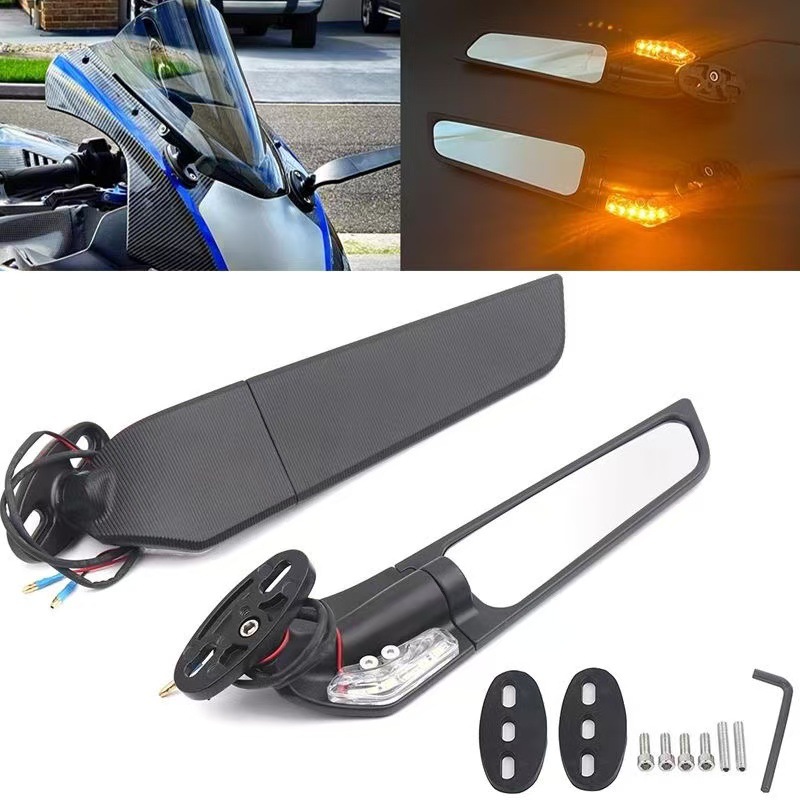 Factory direct sales of motorcycle rearview mirrors, electric vehicle universal, personalized fixed-wing rearview mirrors, aluminum alloy street racing imitation new style Item Picture
