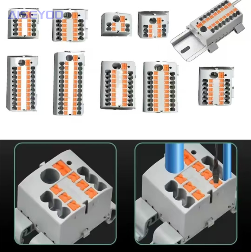 The through-hole terminal block KV225, with one input and multiple outputs, is equipped with a wire parallel divider rail PTFIX of 6X2.5mm details Picture