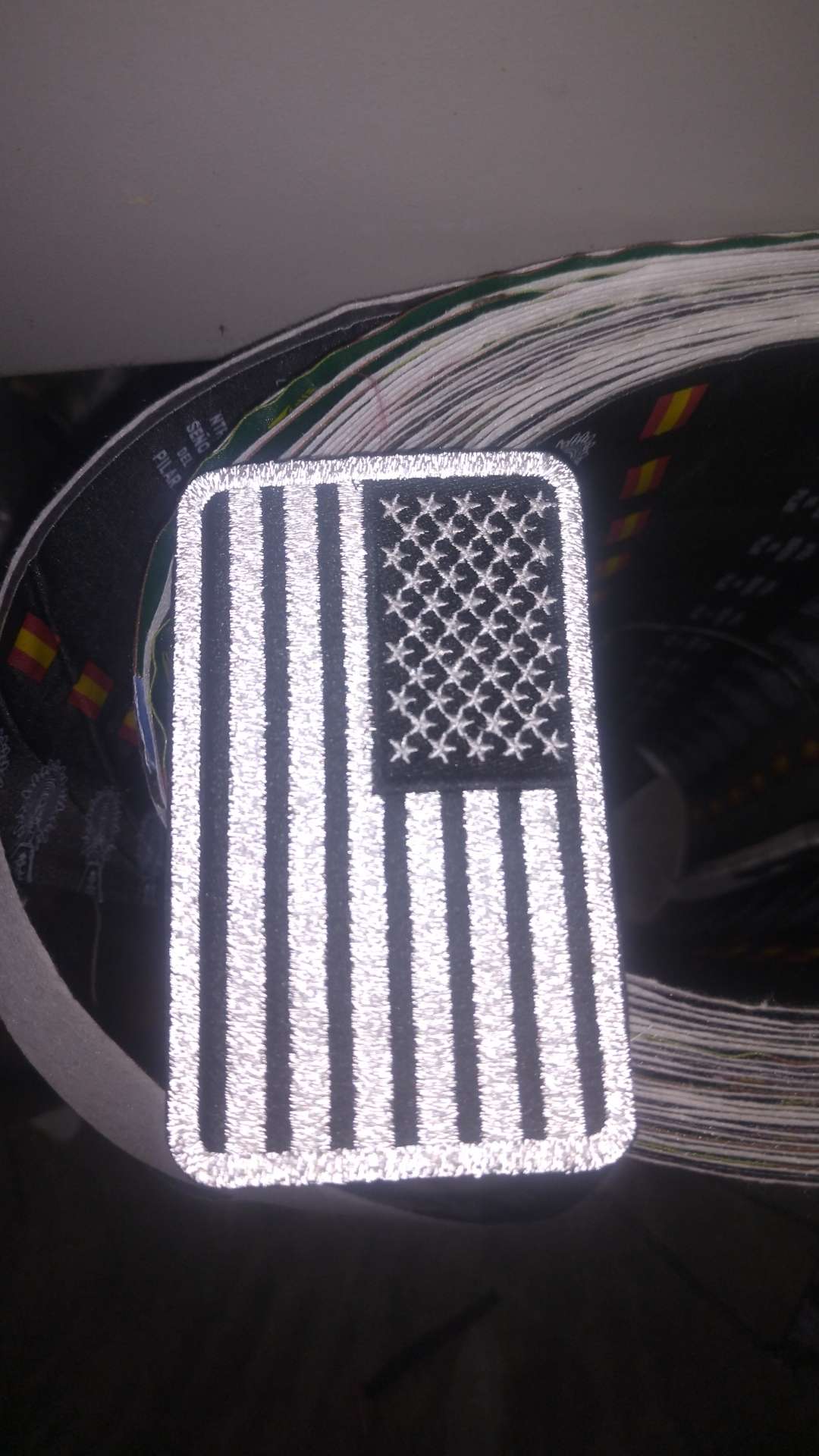 刺绣国旗美国反光高亮度蓄光国旗电脑绣花魔术贴可撕7*12CM绣花标商标织唛织唛布标皮标详情图6