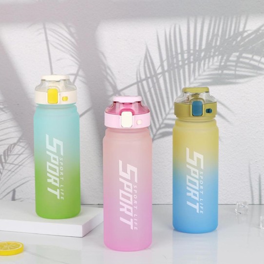 X158-8332 gradient color water cup, large capacity, high appearance level, frosted outdoor sports water bottle, fashionable spring lid, direct drinking