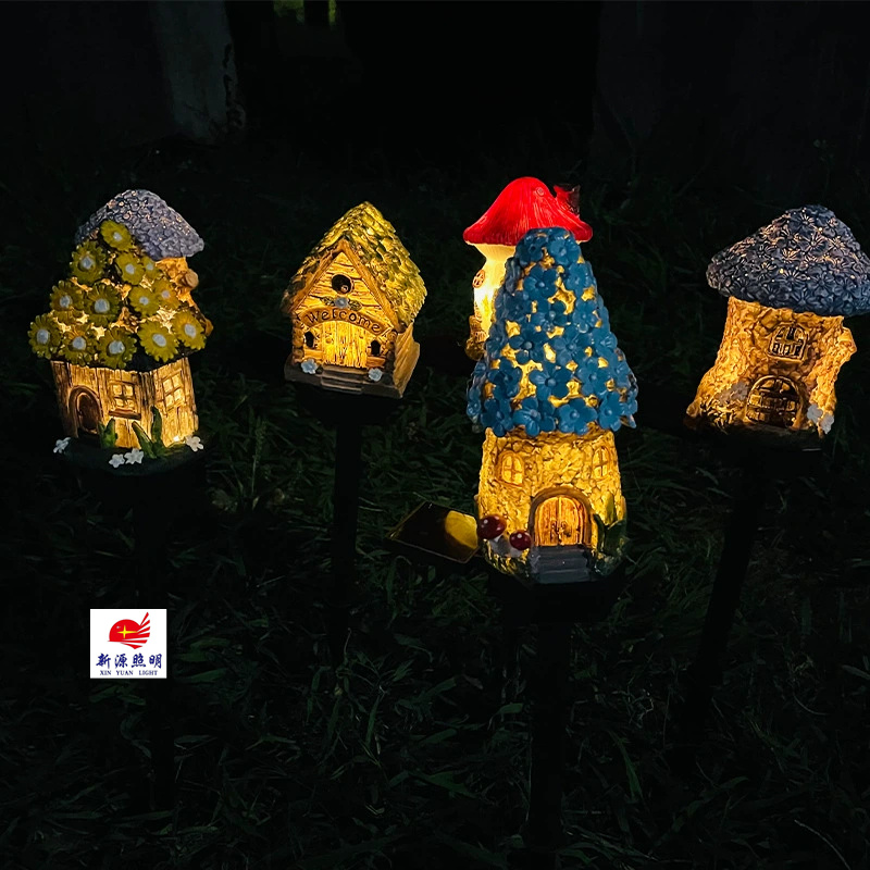 New outdoor solar resin house ground socket light, rainproof garden light, courtyard decoration lawn landscape light