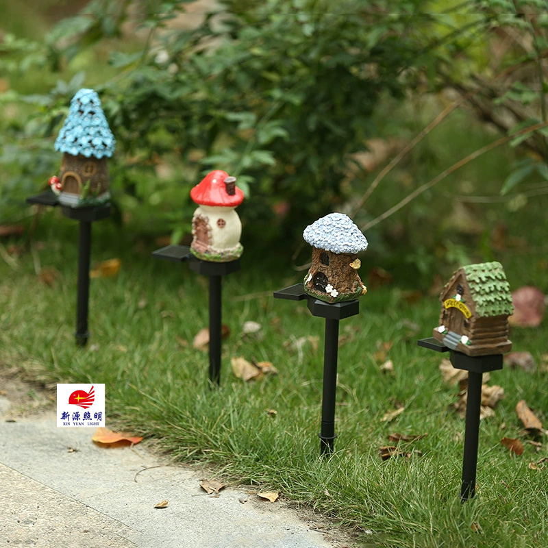 New outdoor solar resin house ground socket light, rainproof garden light, courtyard decoration lawn landscape light details Picture