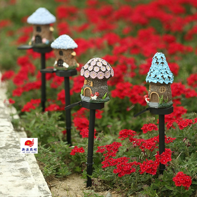 New outdoor solar resin house ground socket light, rainproof garden light, courtyard decoration lawn landscape light Specification image