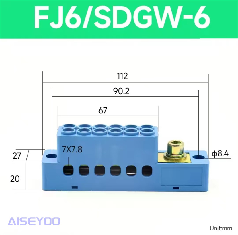 自升式接线端子FJ6/JHSD-9接线盒单极一进四/六/九/十二/十五蓝色分线端子零线分线器详情7