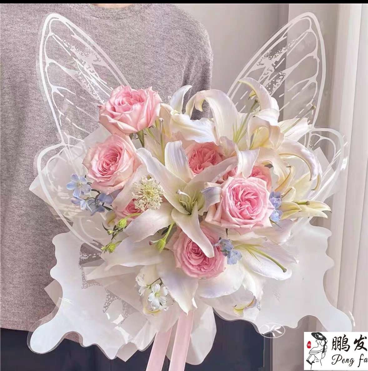Pengfa Packaging Factory Store Crystal Butterfly Crystal Dream Butterfly Flower Bouquet Wrapping Paper Three-dimensional Creative Shape Gift Wrapping Materials Flower Art Materials Valentine's Day Crystal Butterfly Wrapping Paper gives flowers a dreamy atmosphere detail image 13