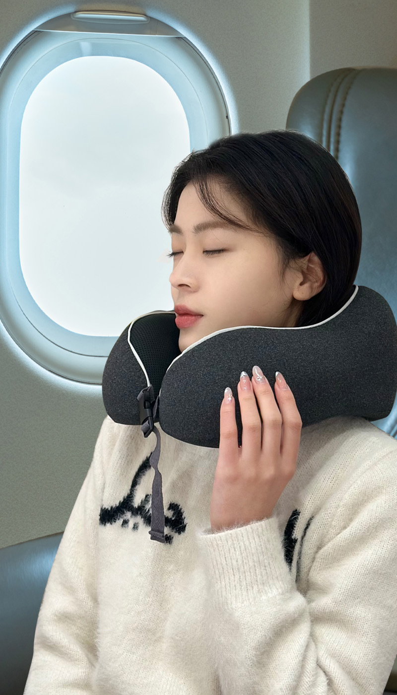 Wholesale of simple and modern business memory foam U-shaped pillow, Kanglewu cationic mesh fabric slow rebound neck pillow pic 5