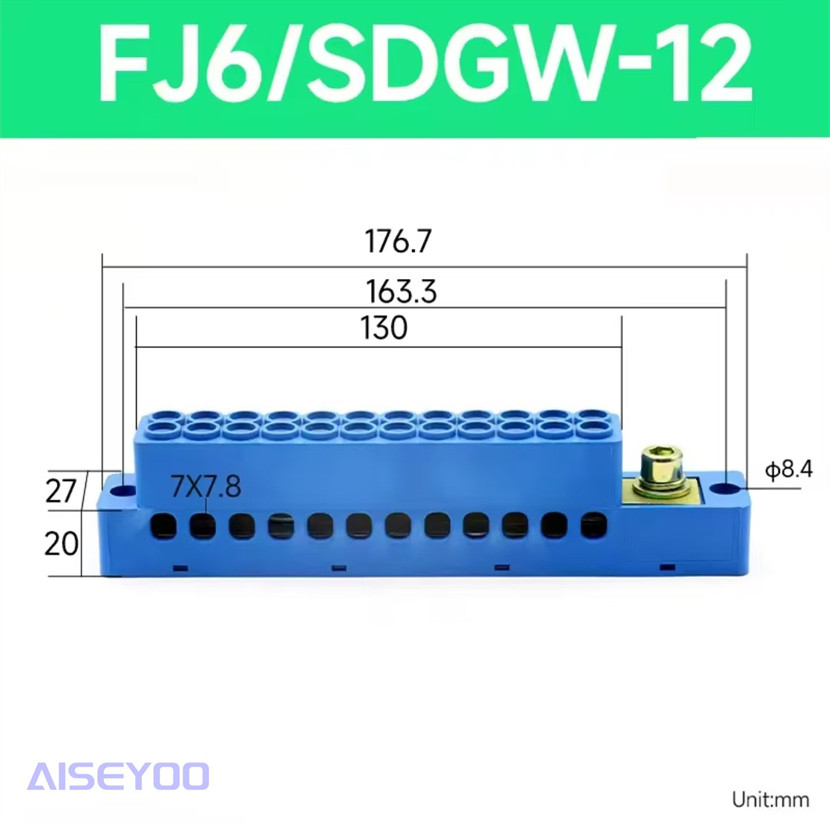 自升式接线端子FJ6/JHSD-9接线盒单极一进四/六/九/十二/十五蓝色分线端子零线分线器详情9